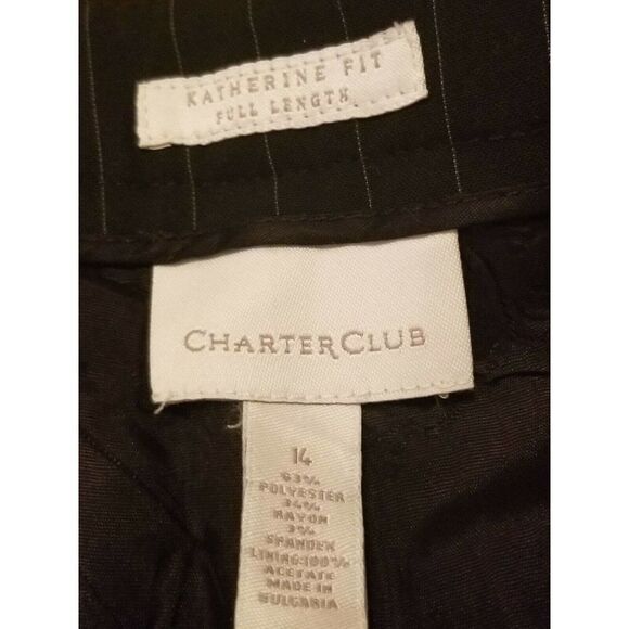 Charter Club Ladies Pants Sz14 Katherine Fit Full Length Lined Black Pin Stripe - Picture 6 of 12
